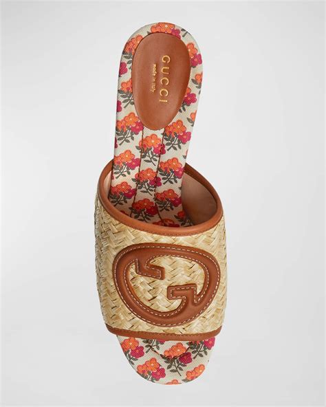 gucci double g raffia slide sandals|gucci jelly thong sandals.